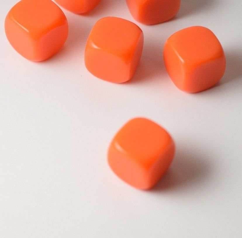 (Sold by Piece) Blank Orange Dice / Counting Cubes 16mm D6 Square RPG Gaming Dice DIY - 