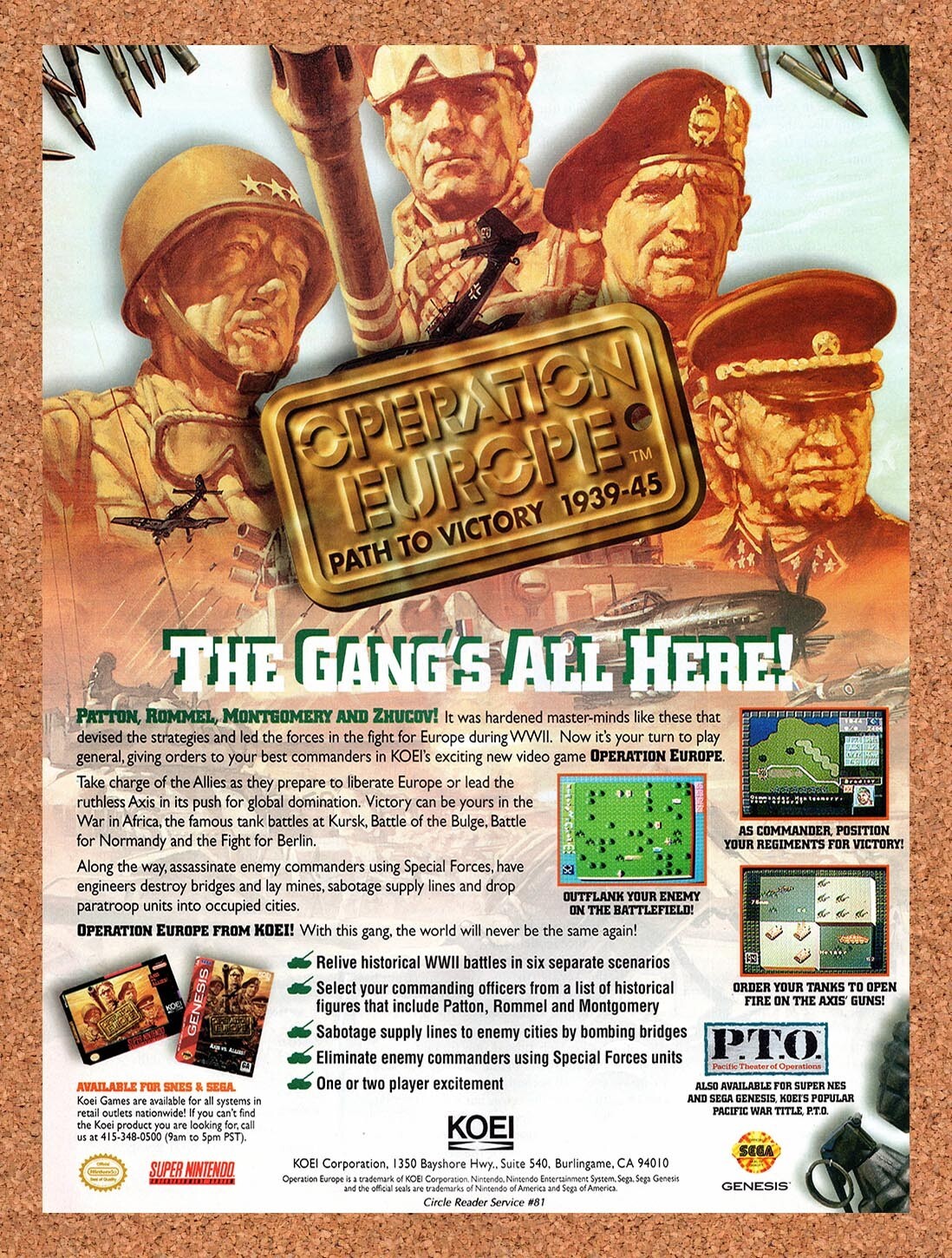 1994 Operation Europe Path To Victory Genesis Original Ad v1