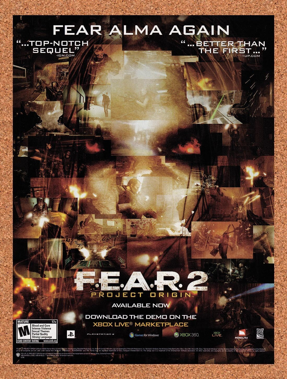 2009 FEAR 2 Project Origin Xbox 360 Original Ad v2