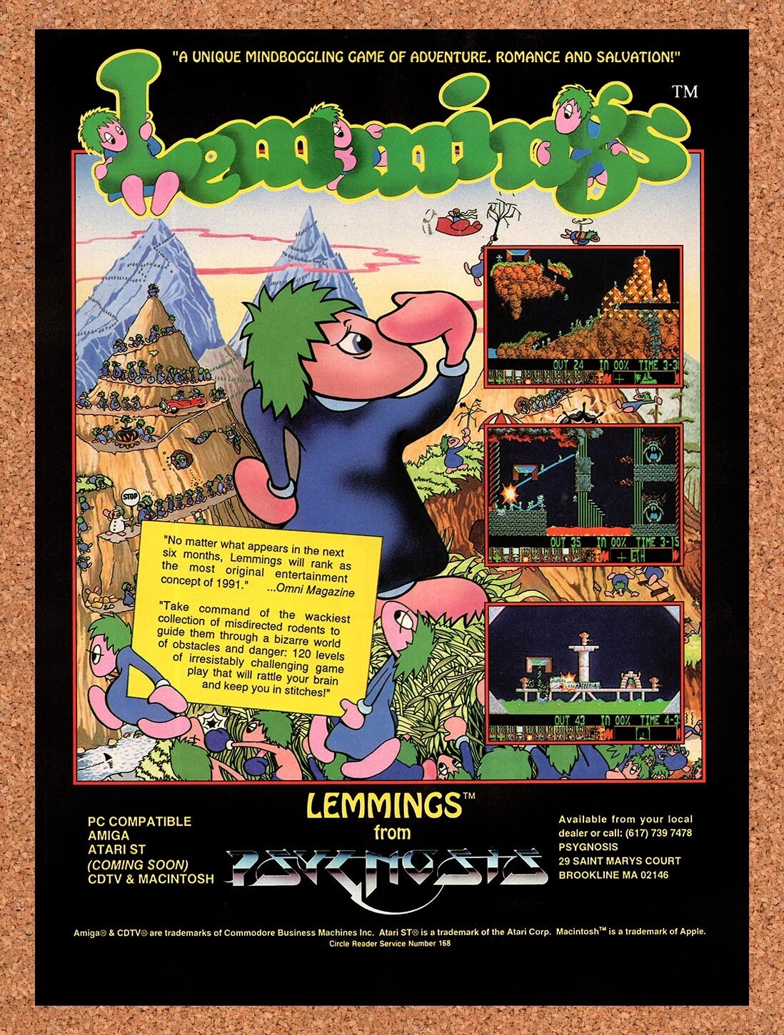 1991 Lemmings Atari ST Original Ad v7