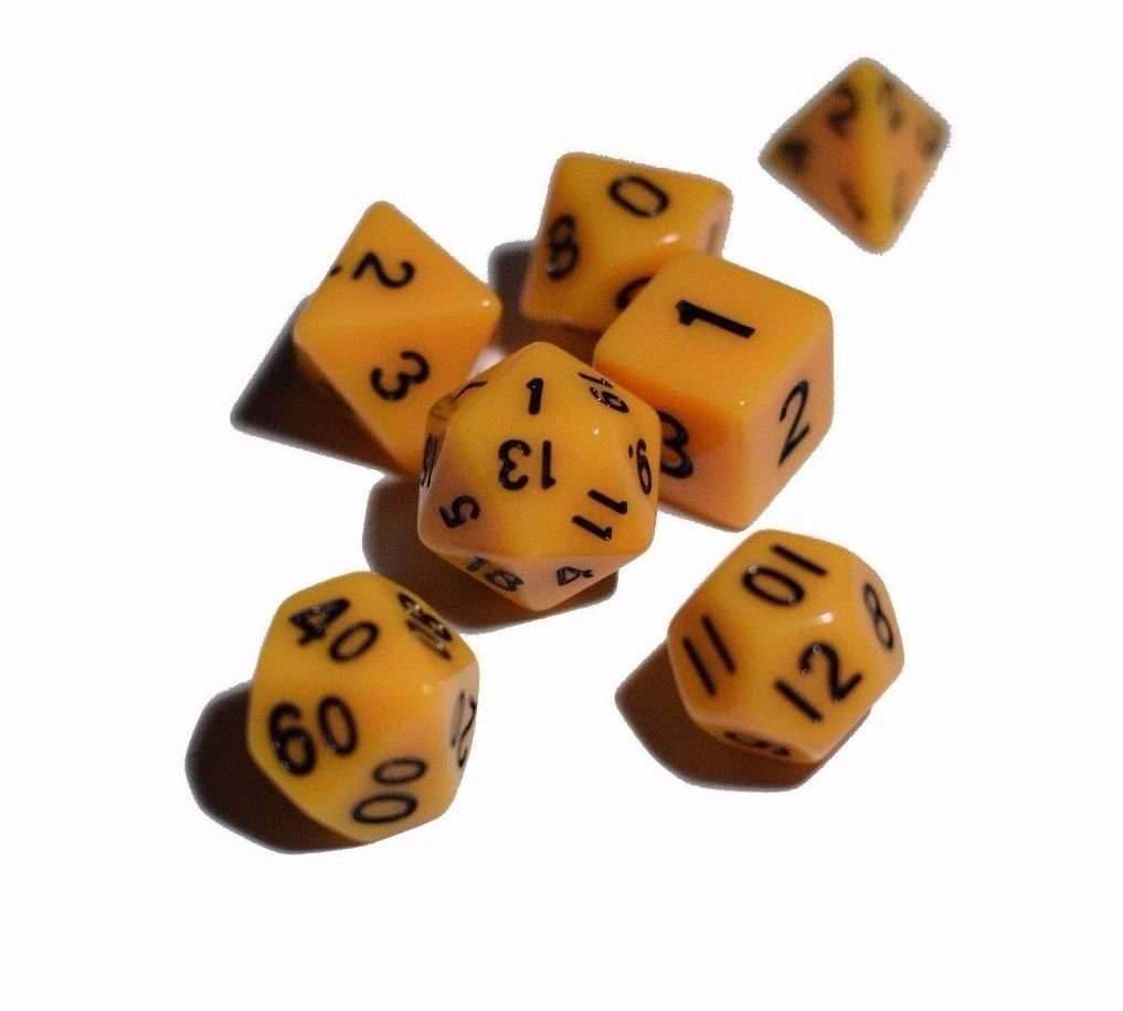 Yellow Opaque 7 Die Set Polyhedral Dice by BrycesDice RPG Magic D&D Unique - 