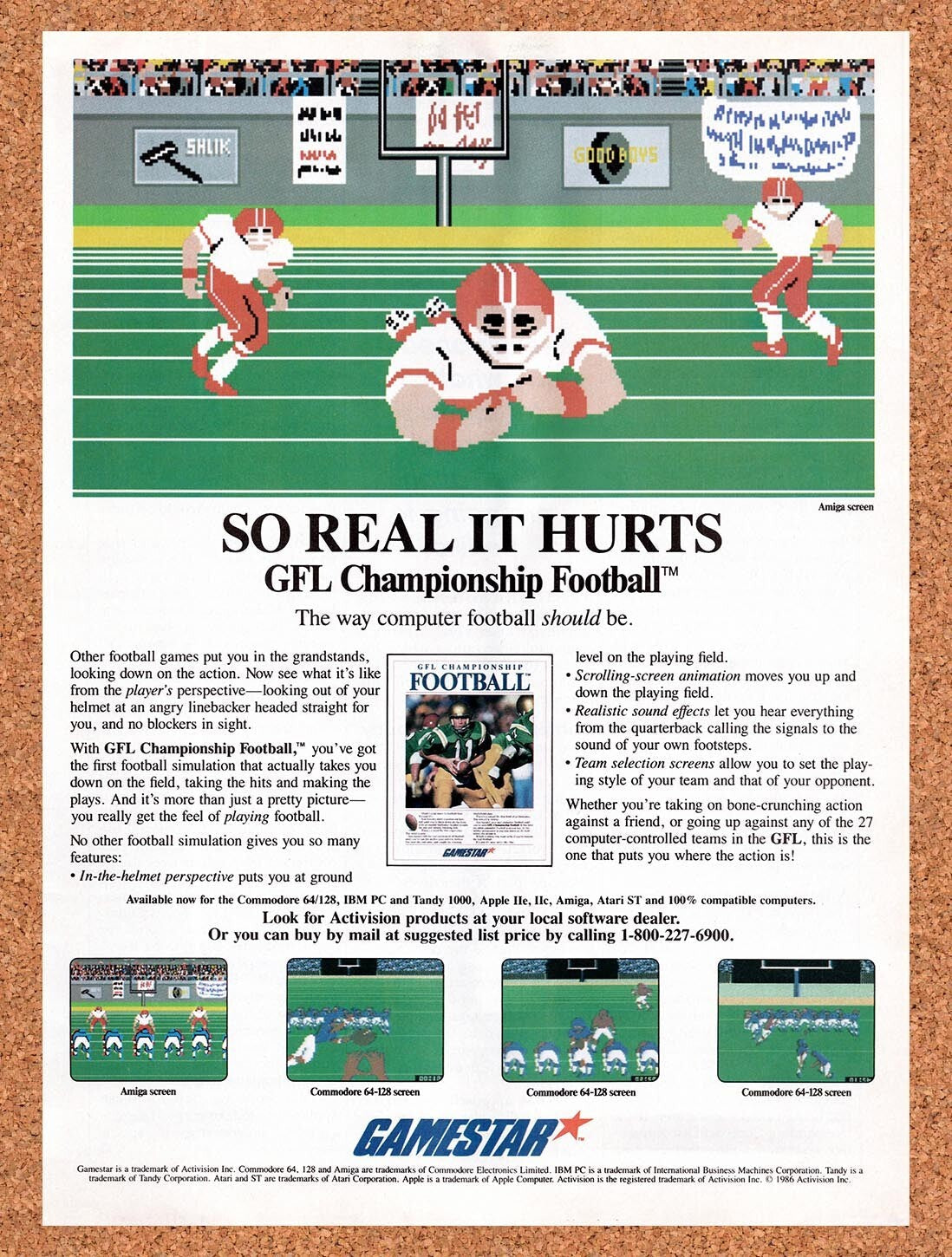 1987 GFL Championship Football Amiga Original Ad v1