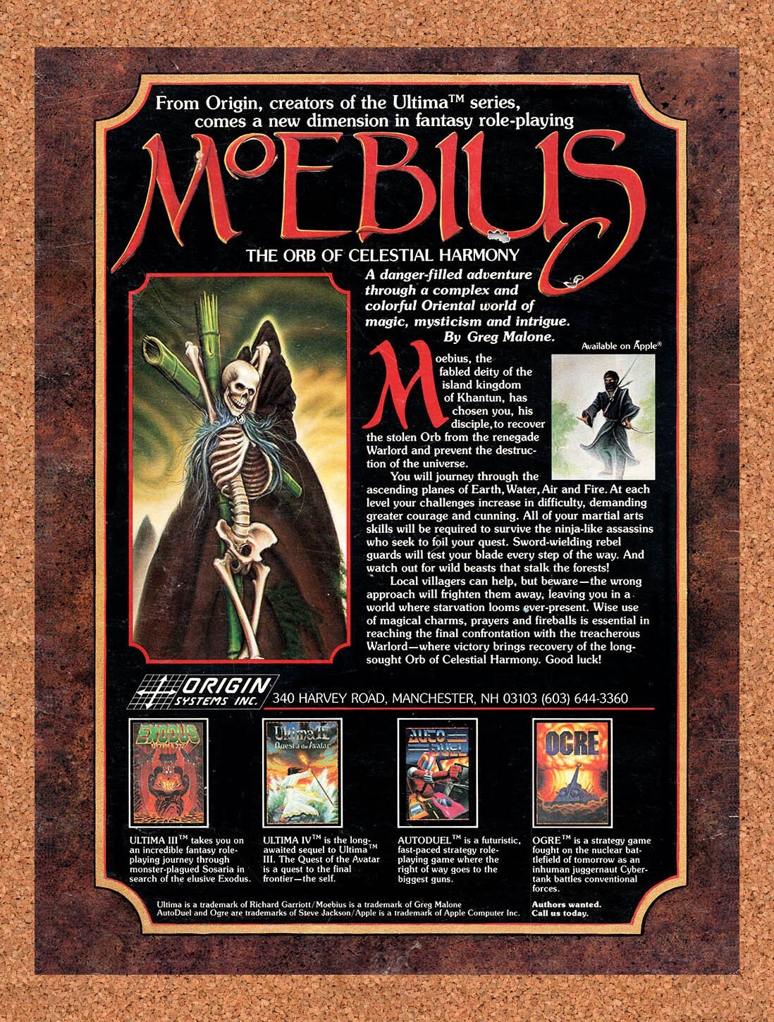 1986 Moebius Apple II Original Ad v1