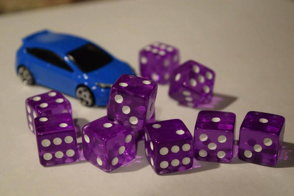 NEW 10 Transparent Purple RPG Bunco Gaming Dice Set 16mm D6 Great Quality Yahtze - 