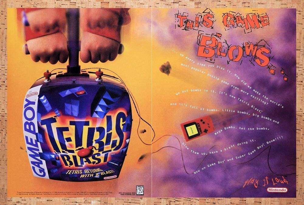 1996 Tetris Blast Game Boy Original Ad v1