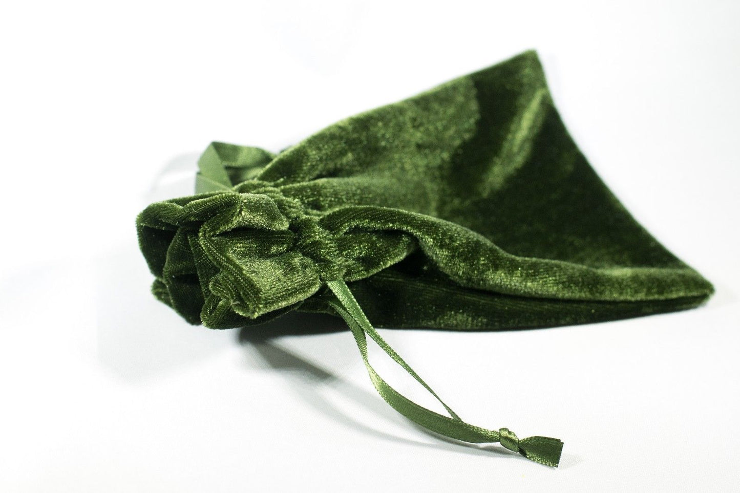 Green Velvet Gift Dice Bag 4" x 6" Dice Bag w/ Grey Velvet Lining Counter Pouch