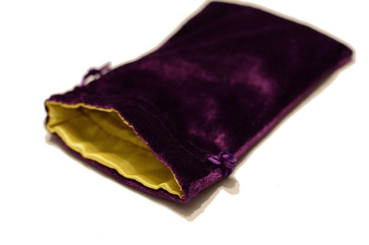 Large Purple Velvet Gift Big Game Dice Bag w/ Yellow Satin Lining Counter Pouch - 