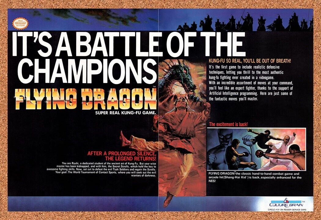 1990 Flying Dragon NES Original Ad