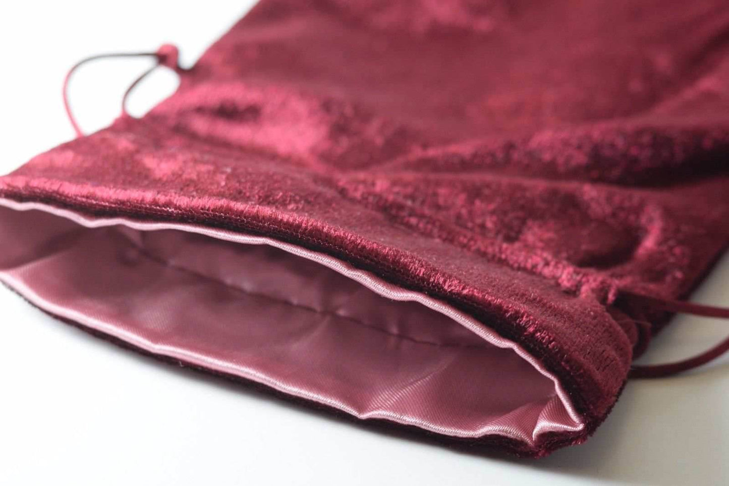 Large Maroon Velvet Gift Big Game Dice Bag w/ Pink Satin Lining Counter Pouch - 