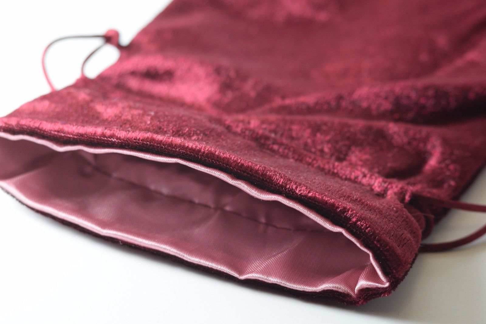 Large Maroon Velvet Gift Big Game Dice Bag w/ Pink Satin Lining Counter Pouch - 