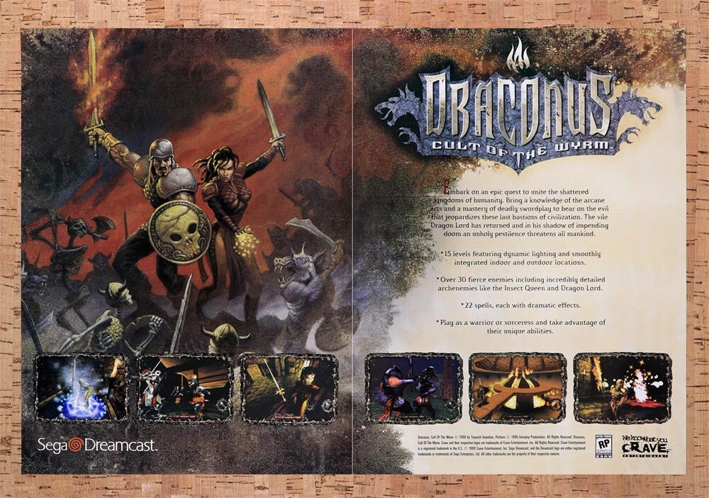 2000 Draconus Cult Of The Wyrm Dreamcast Original Ad v2