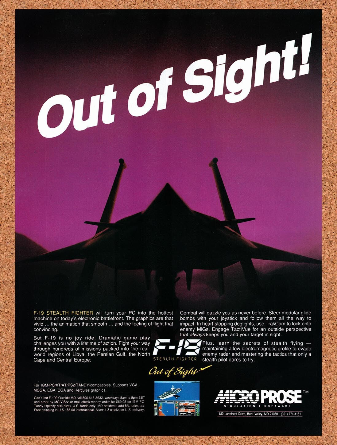 1988 F-19 Stealth Fighter IBM Original Ad v2