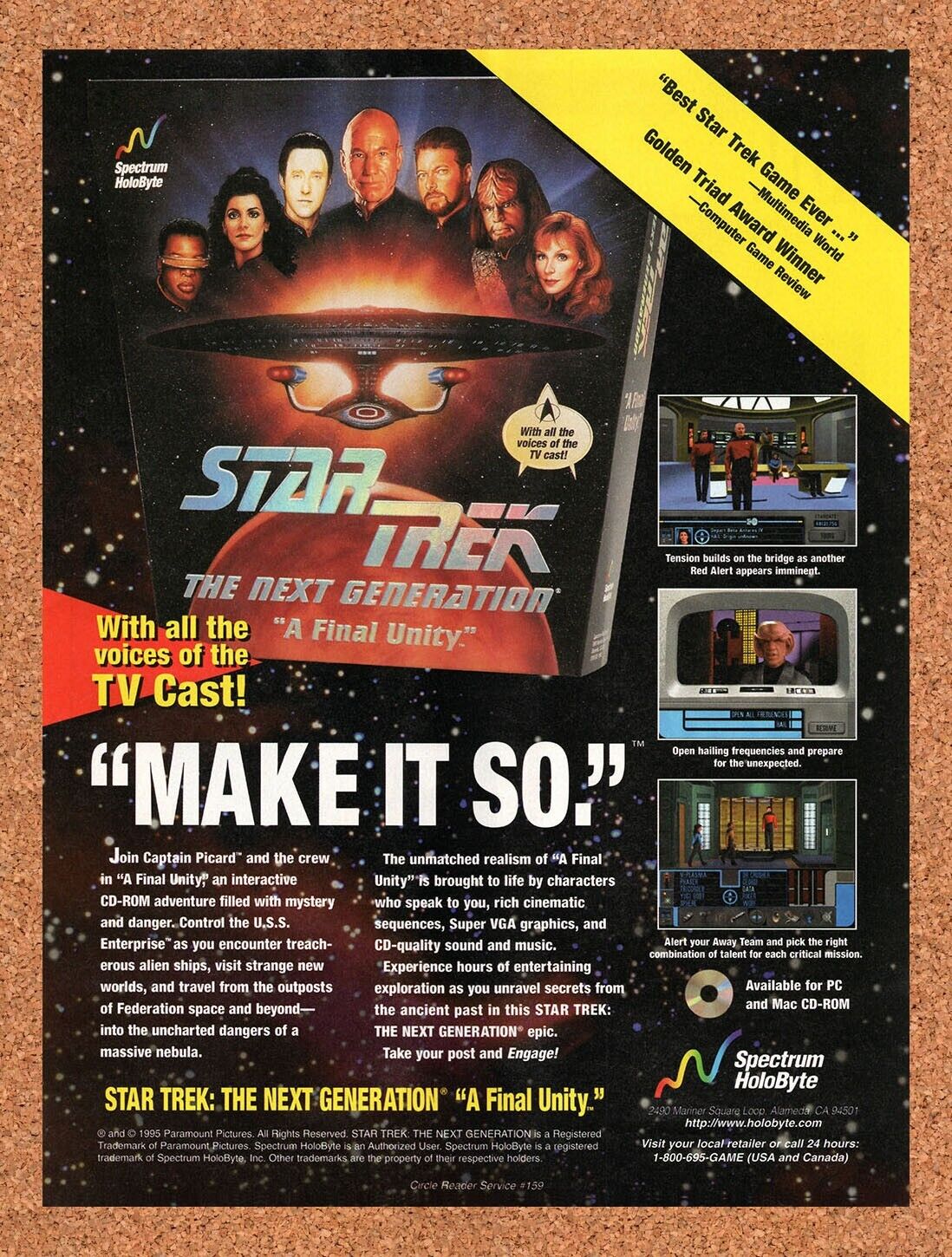 1995 Star Trek A Final Unity PC Original Ad v1