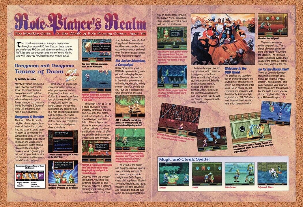 1994 Dungeons & Dragons Tower Of Doom Arcade Original Ad v1