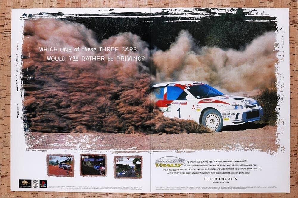 1998 Need For Speed V-Rally PS1 Original Ad v1