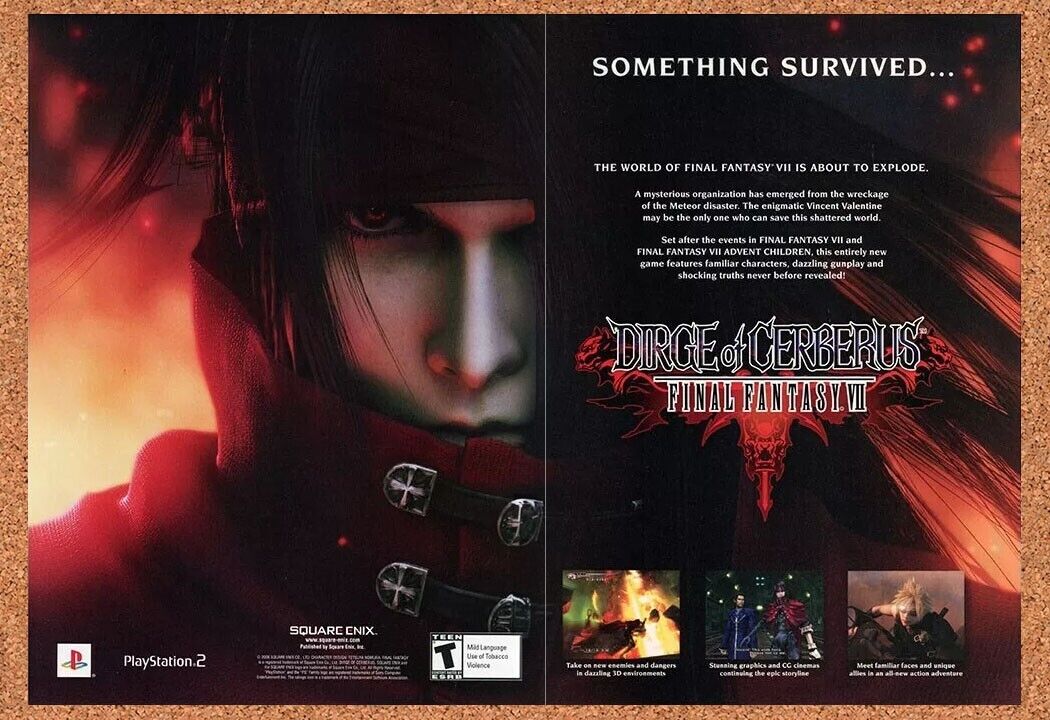 2006 Final Fantasy VII Dirge Of Cerberus PS2 Original Ad
