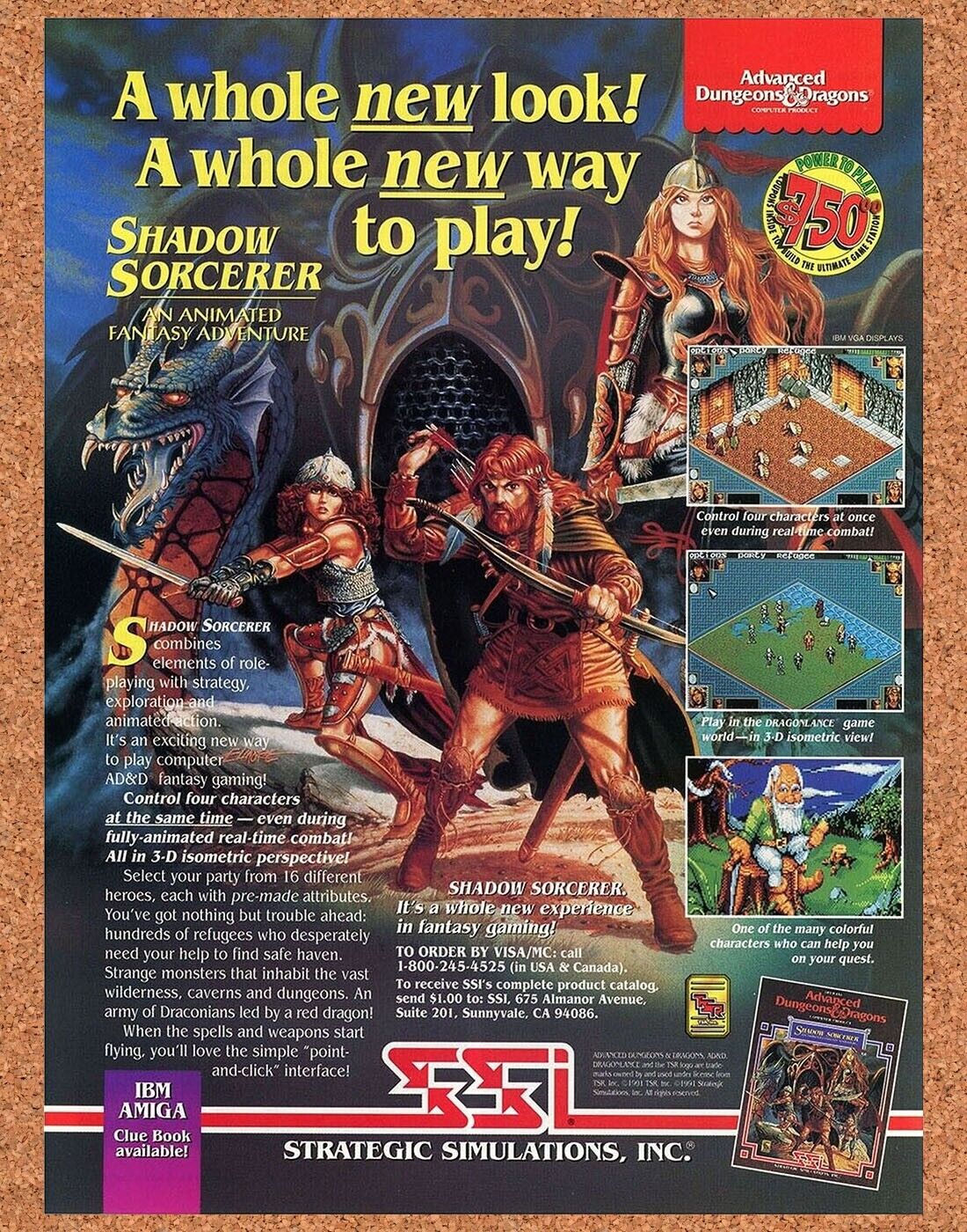 1992 Advanced Dungeons & Dragons Amiga Shadow Sorcerer Amiga Original Ad v1