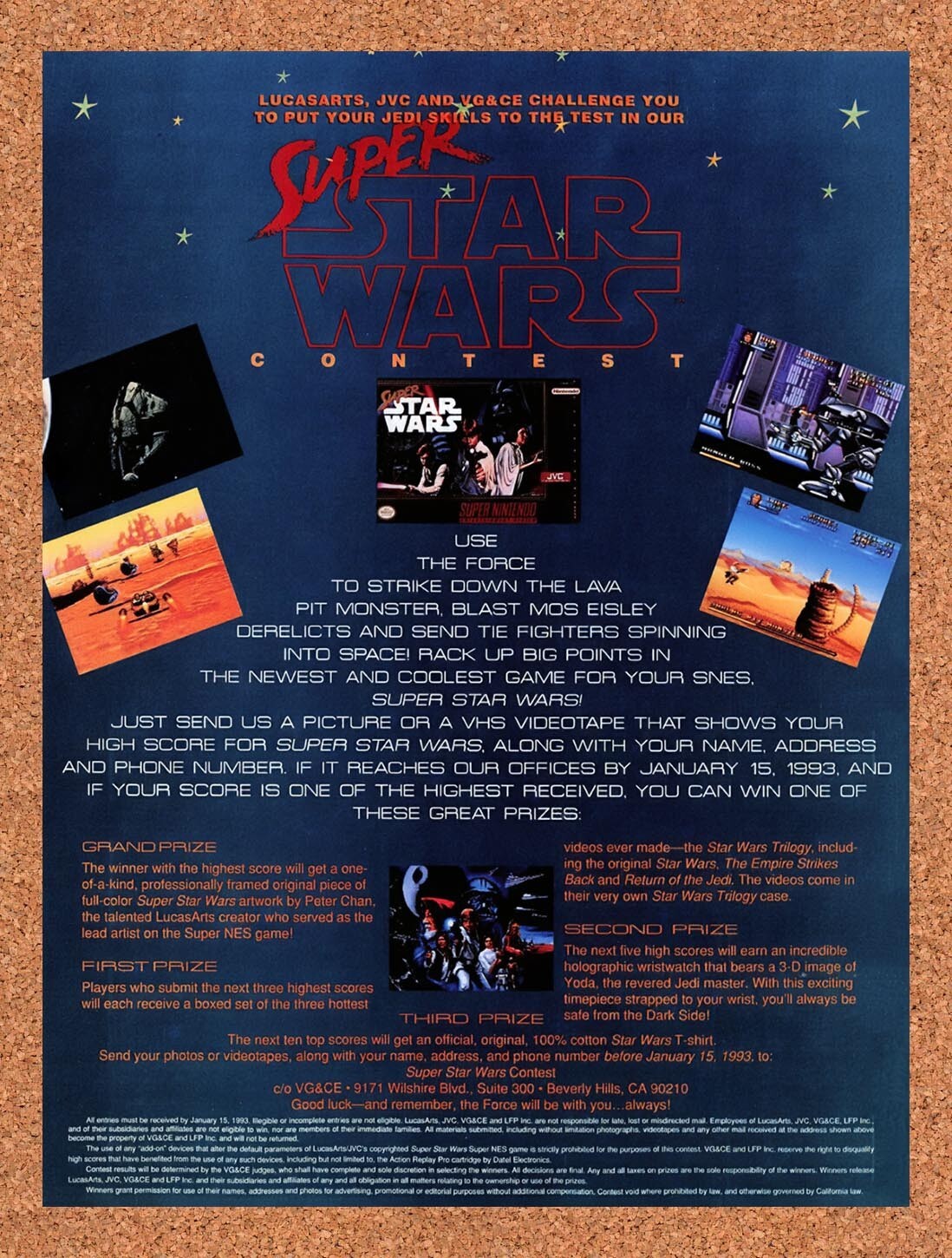 1992 Super Star Wars SNES Contest Original Ad v4