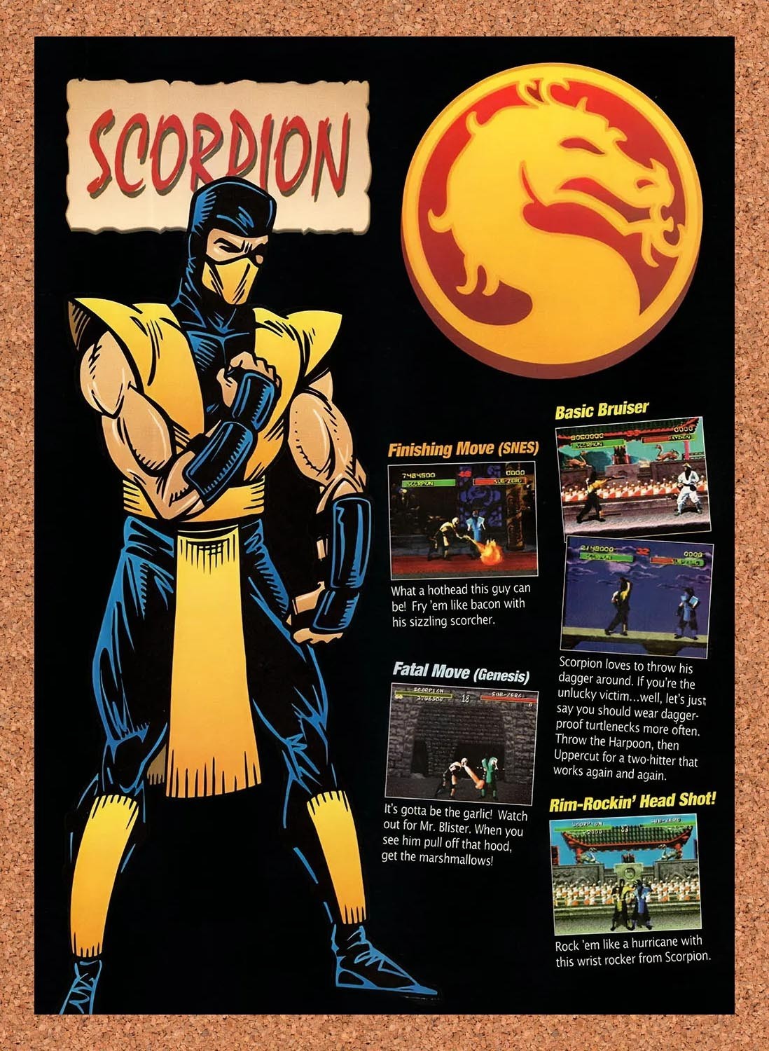 1993 Mortal Kombat Scorpion Profile Original Ad v10