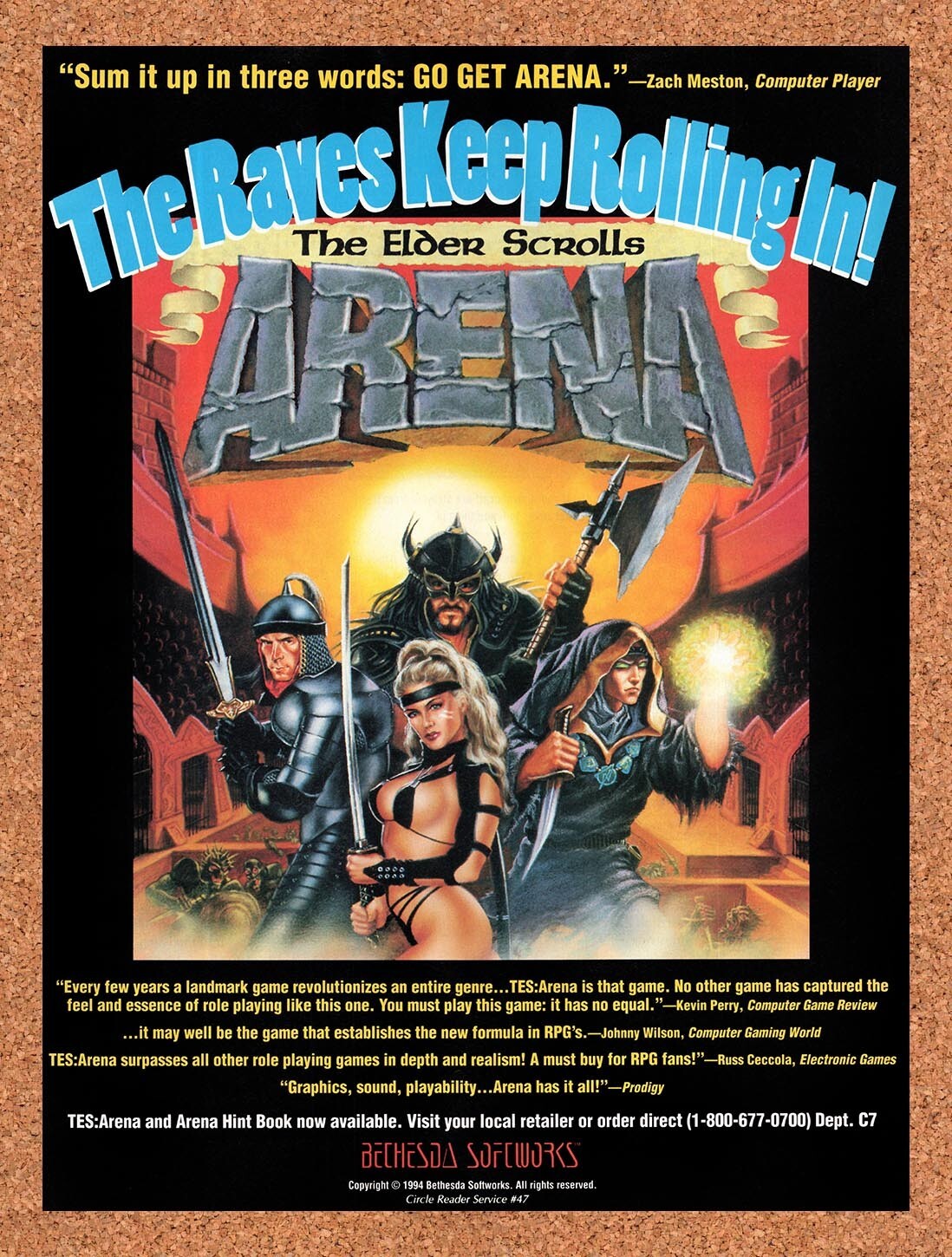 1994 Elder Scrolls Arena MS-DOS Original Ad v1