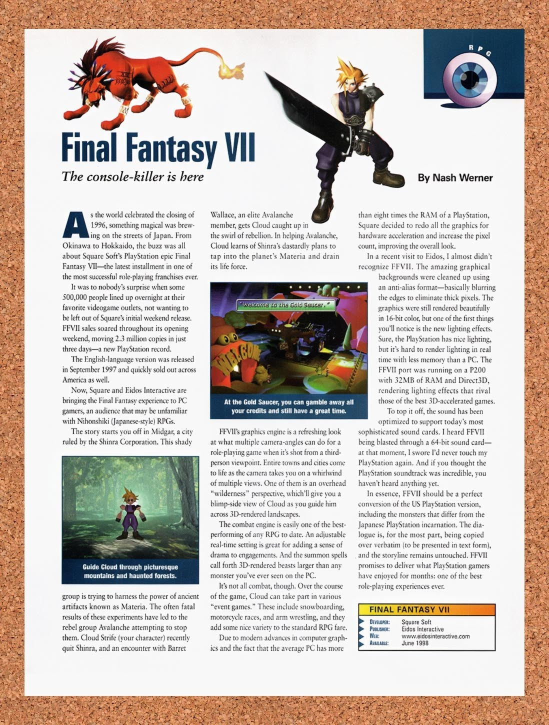 1998 Final Fantasy VII Now On PC Original Ad vr10