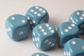Rare Unreleased 16mm Cyan Blue Dice Set (10) Chessex with White Pips Limited - 