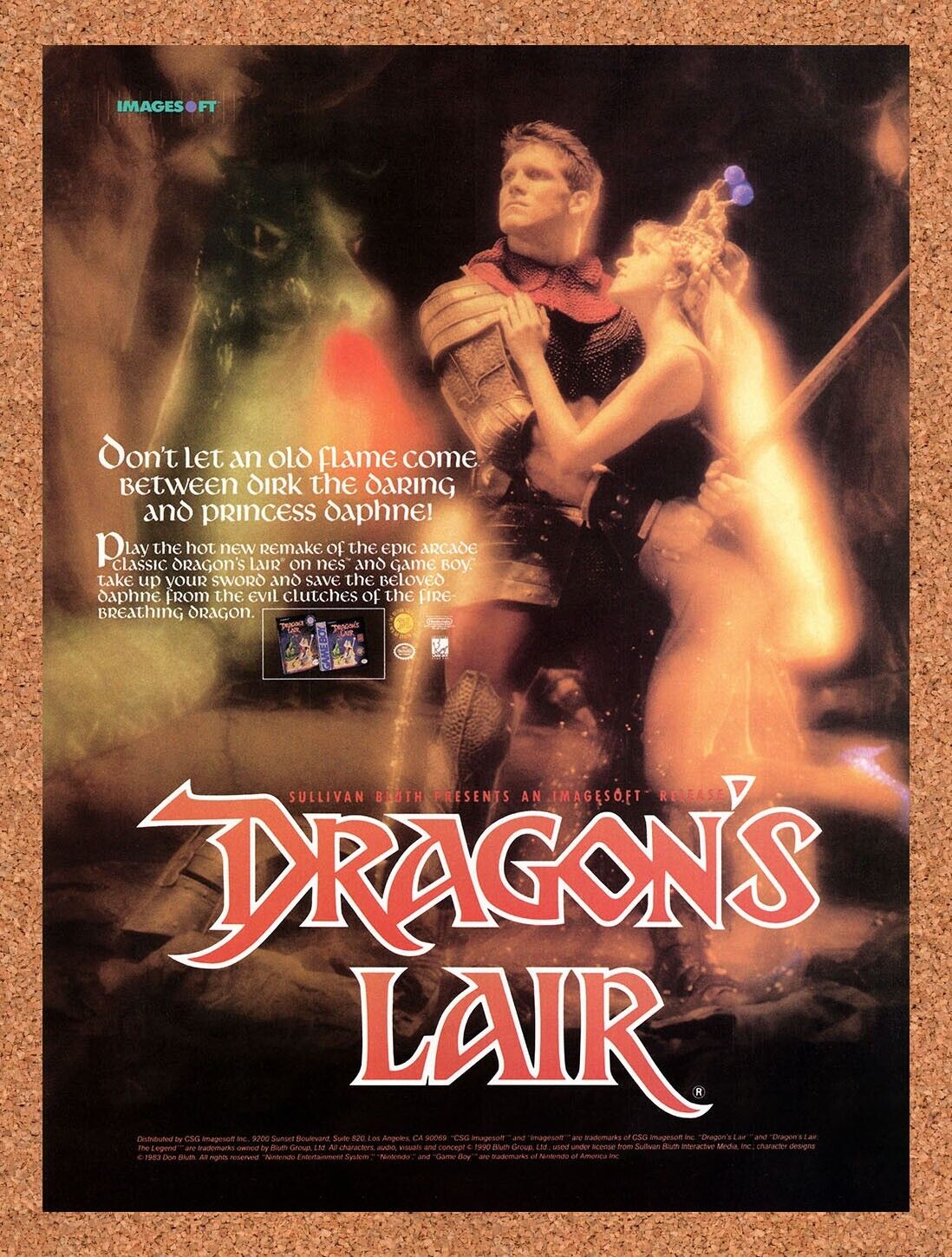 1991 Dragon's Lair Game Boy Original Ad v1