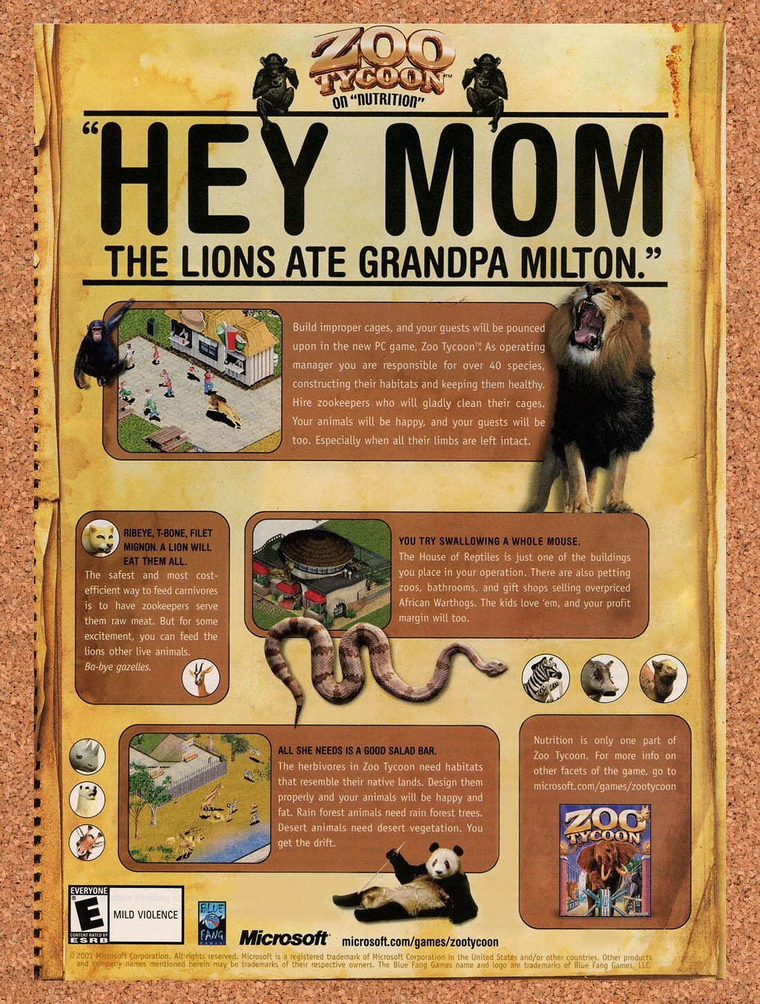 2001 Zoo Tycoon PC Original Ad v1