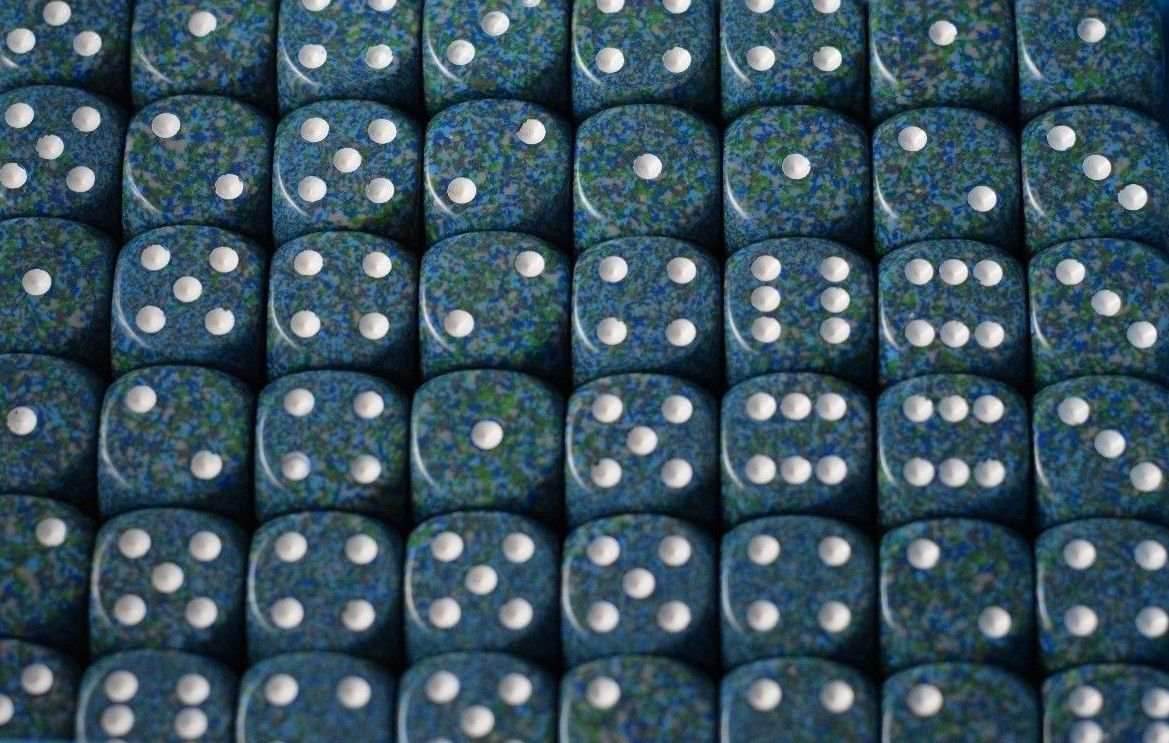 Sea Speckled 16mm D6 Pipped | Green/Blue/White (sold per die) - 