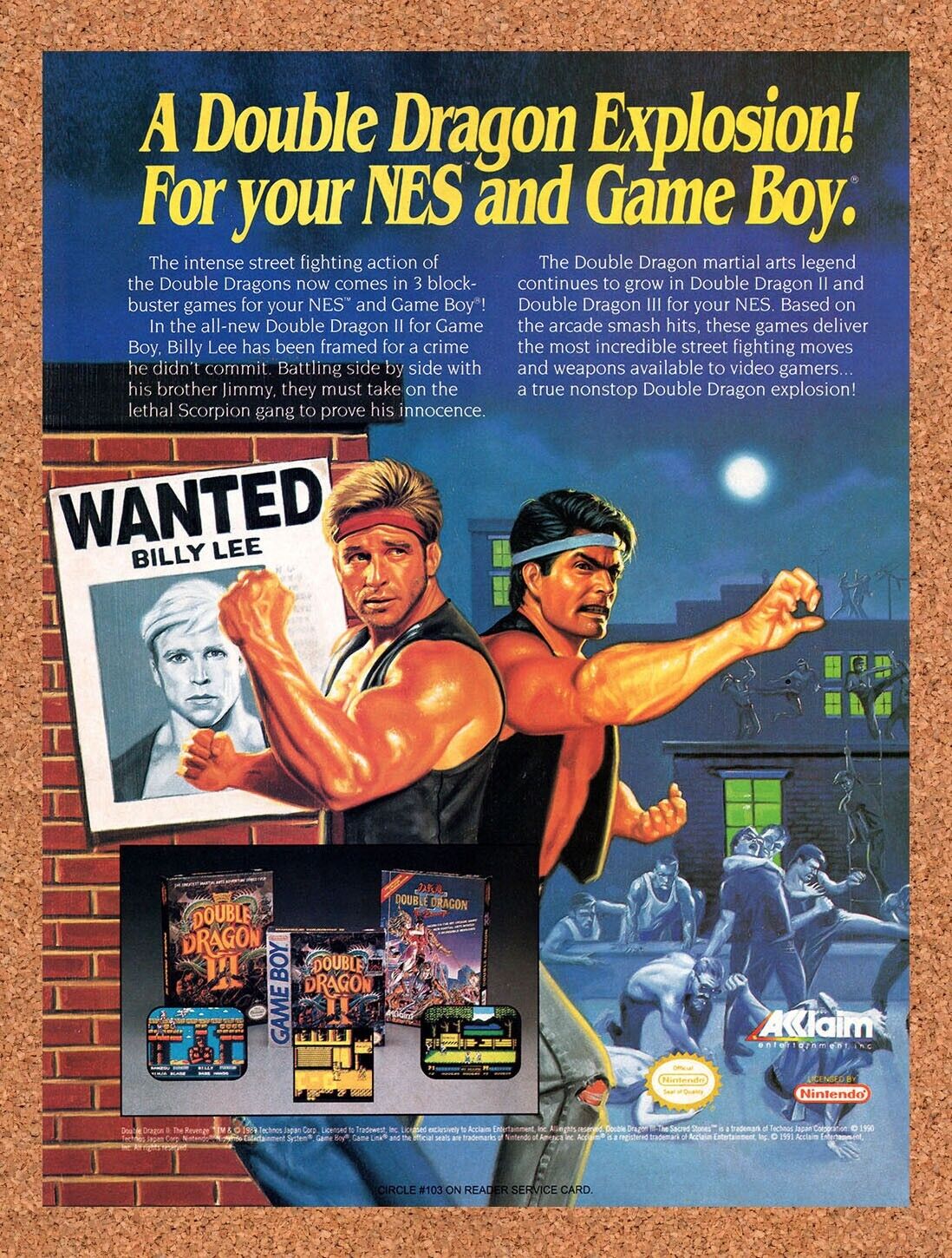 1992 Double Dragon NES Original Ad v4