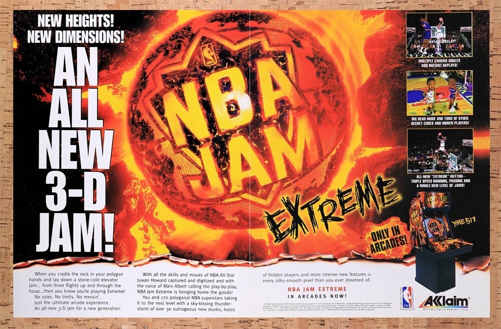 1996 NBA Jam Extreme Arcade Original Ad v1