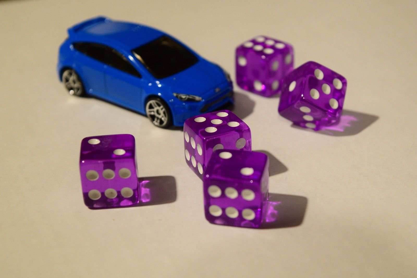 NEW Set of Purple Transparent 16mm Dice 5 Purple D6 RPG Bunco Home CASINO Games - 