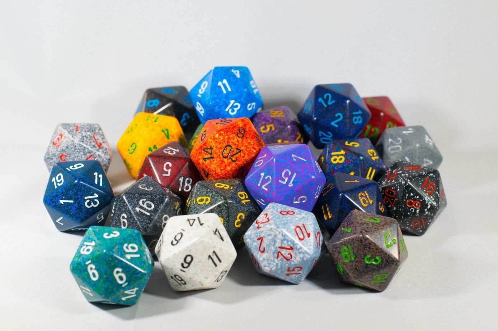 24x Speckled 34mm Chessex D20 Dice Complete Set with Case Large Size Collection - 