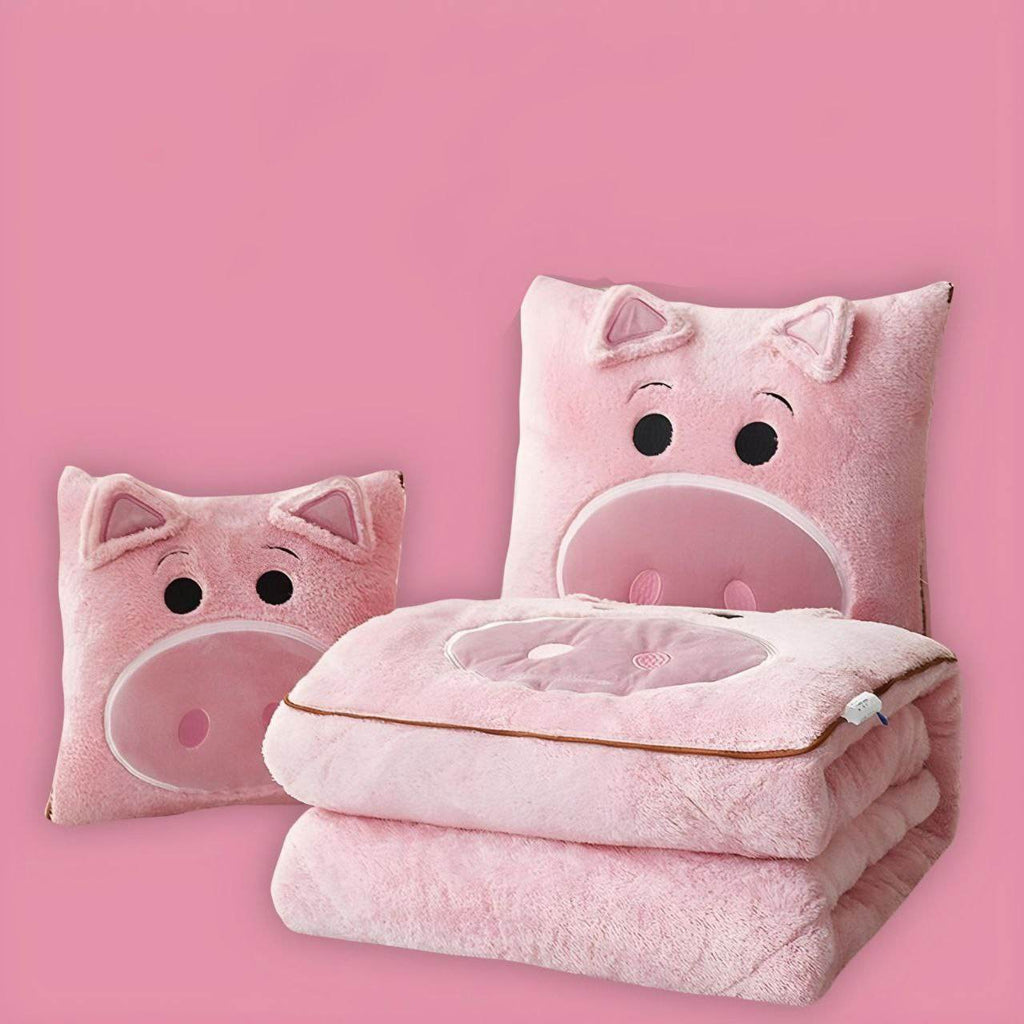 2-in-1 Pillow Blanket - Foldable Travel Throw for Couch, Bed & Office