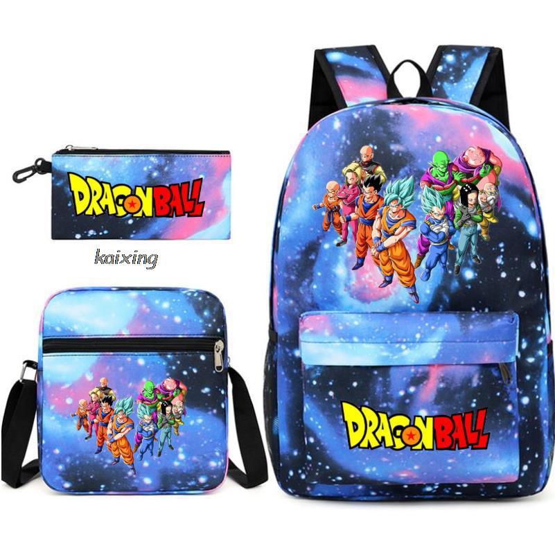 Dragon Ball Backpack Student Shoulder Bag Travel Bag 3-Piece Set