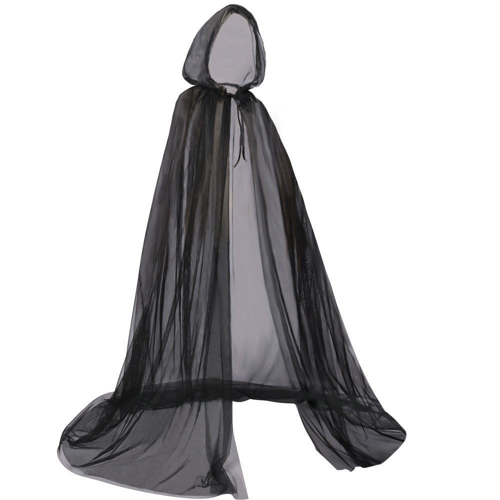 59 Inch Ghost Costume Hooded Cape Bride Hooded Cloak