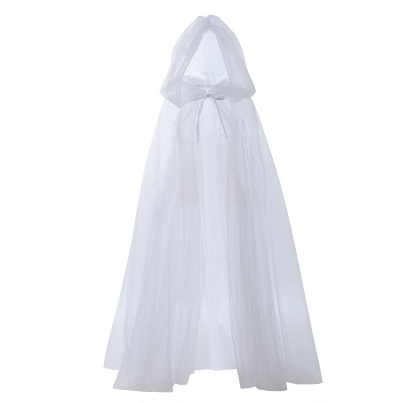 59 Inch Ghost Costume Hooded Cape Bride Hooded Cloak