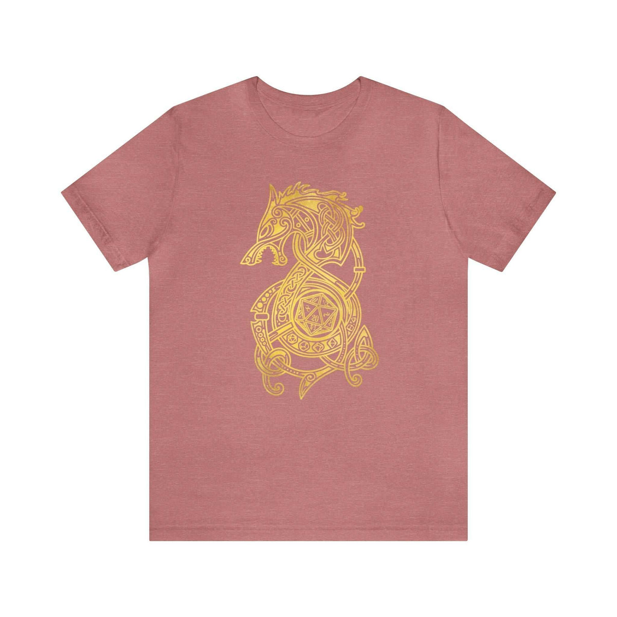 Golden Celtic Dice Dragon Shirt - Heather Mauve / S