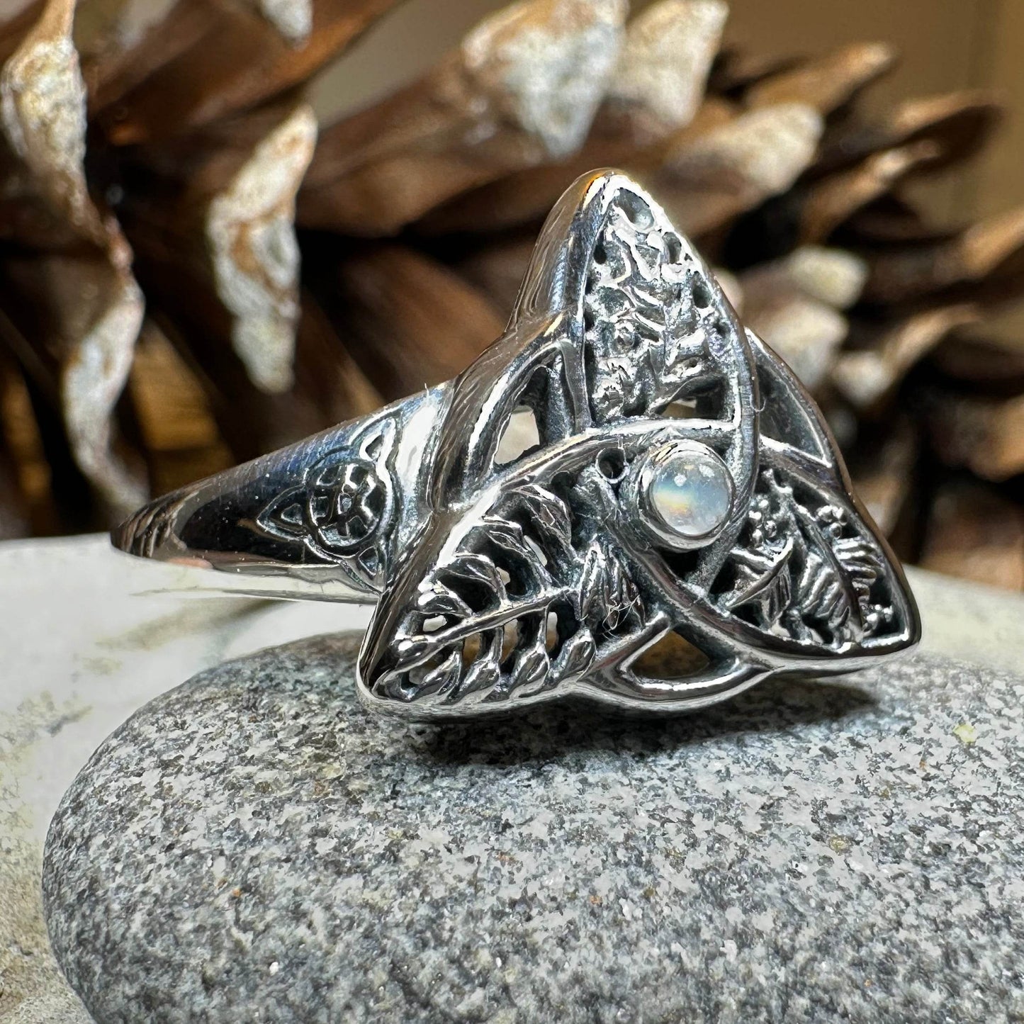 Oak Ash Thorn Moonstone Ring - 5