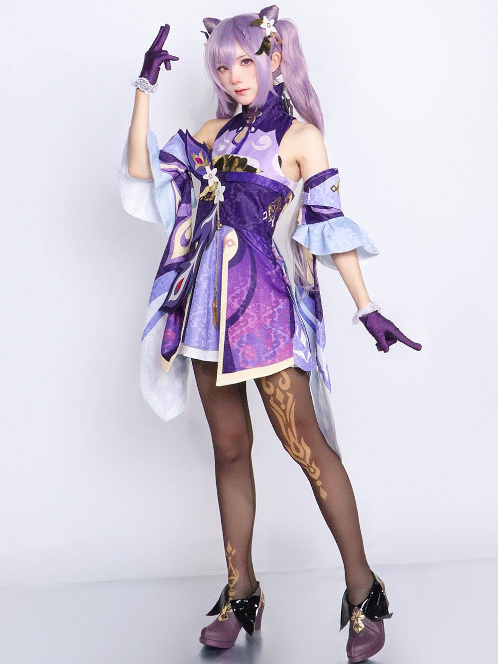 Genshin Impact cos clothing anime animation game suit Liyue seven star carved clear cosplay clothing matching shoes - Keqing shoes / 36
