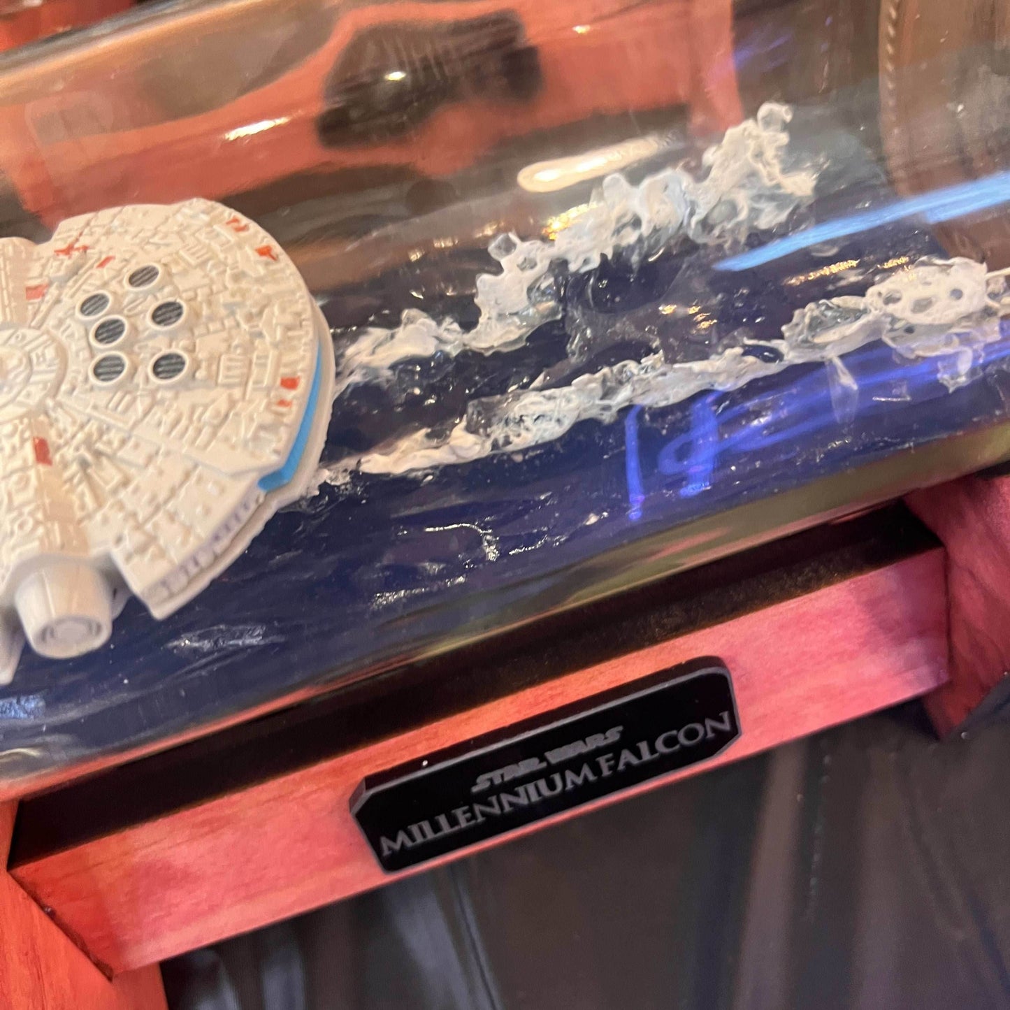 Star Wars Millennium Falcon in a Wine Bottle - With Stand