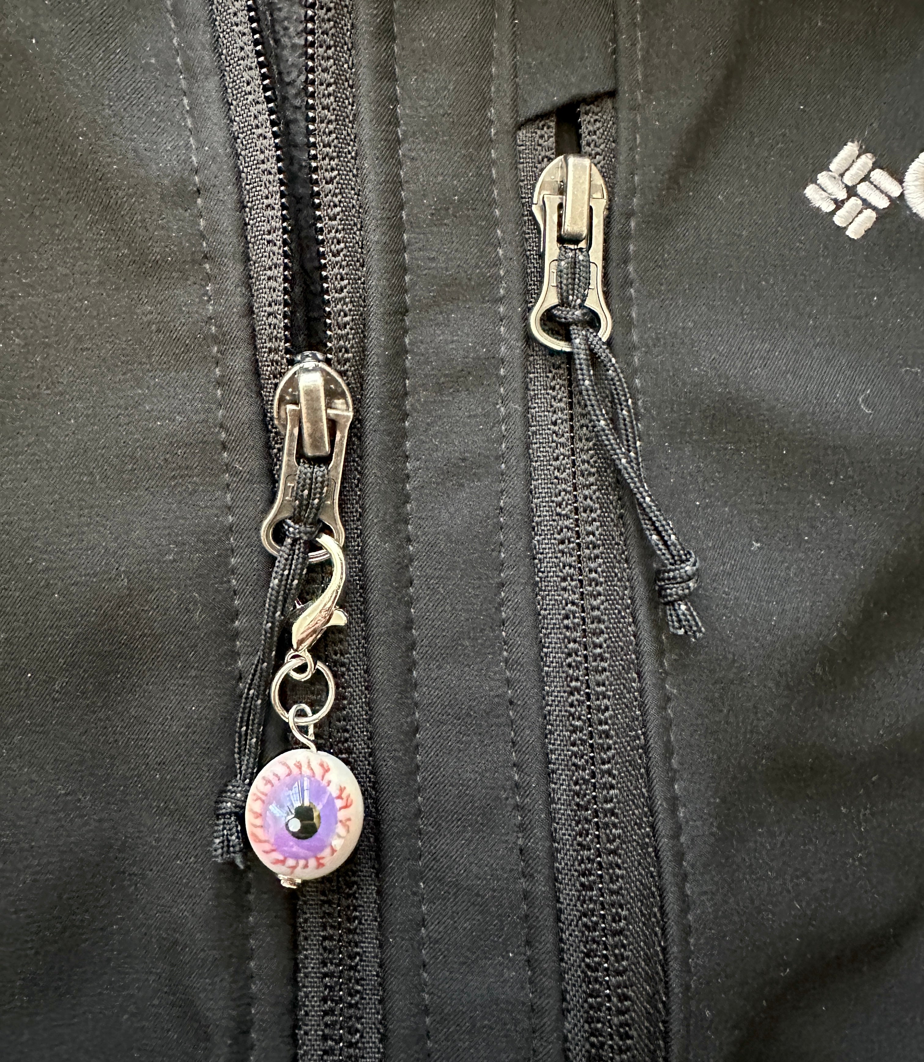 Purple Bloodshot Eyeball Zipper Pull Bag Charm Keychain