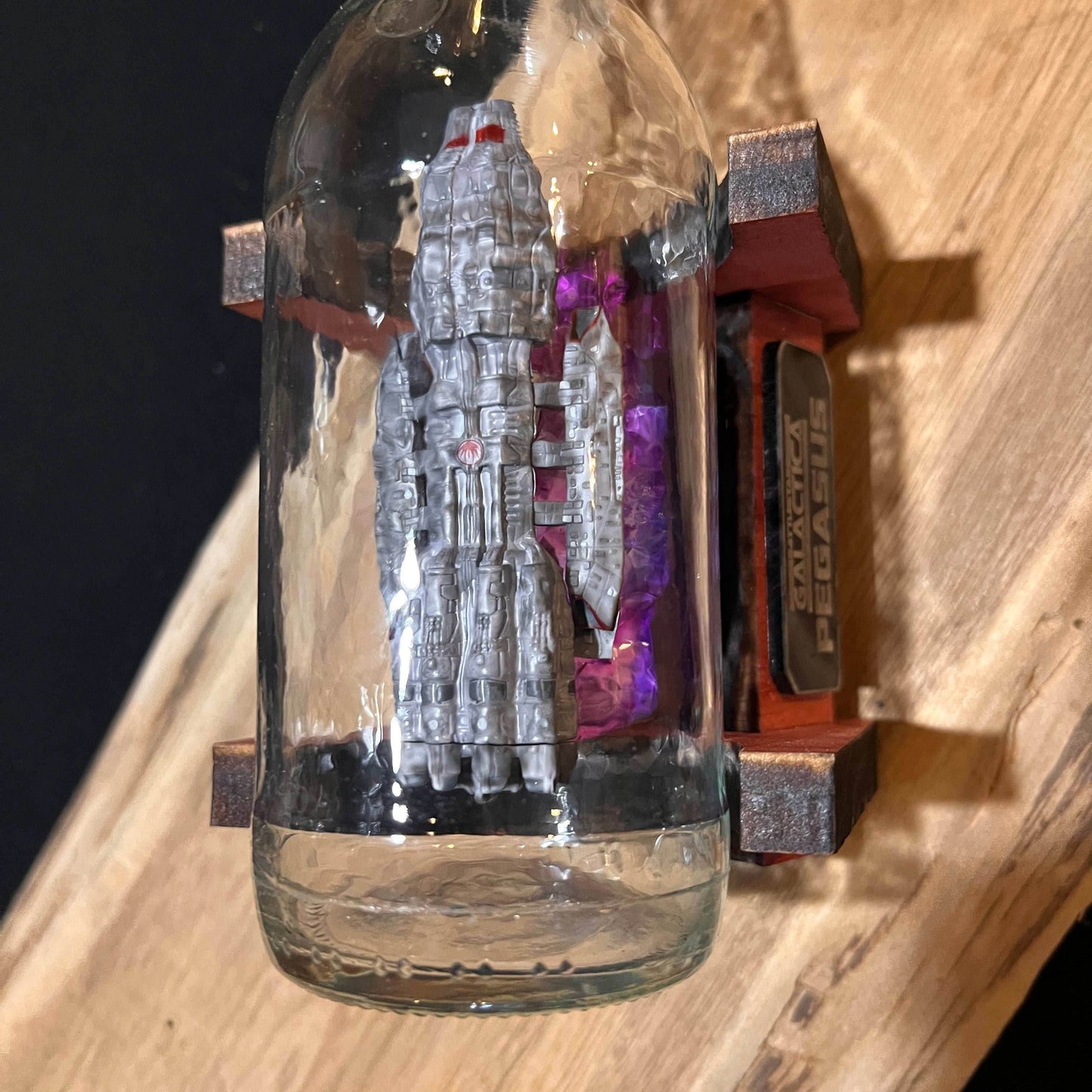 Battlestar Pegasus Starship in a Beer Bottle - 