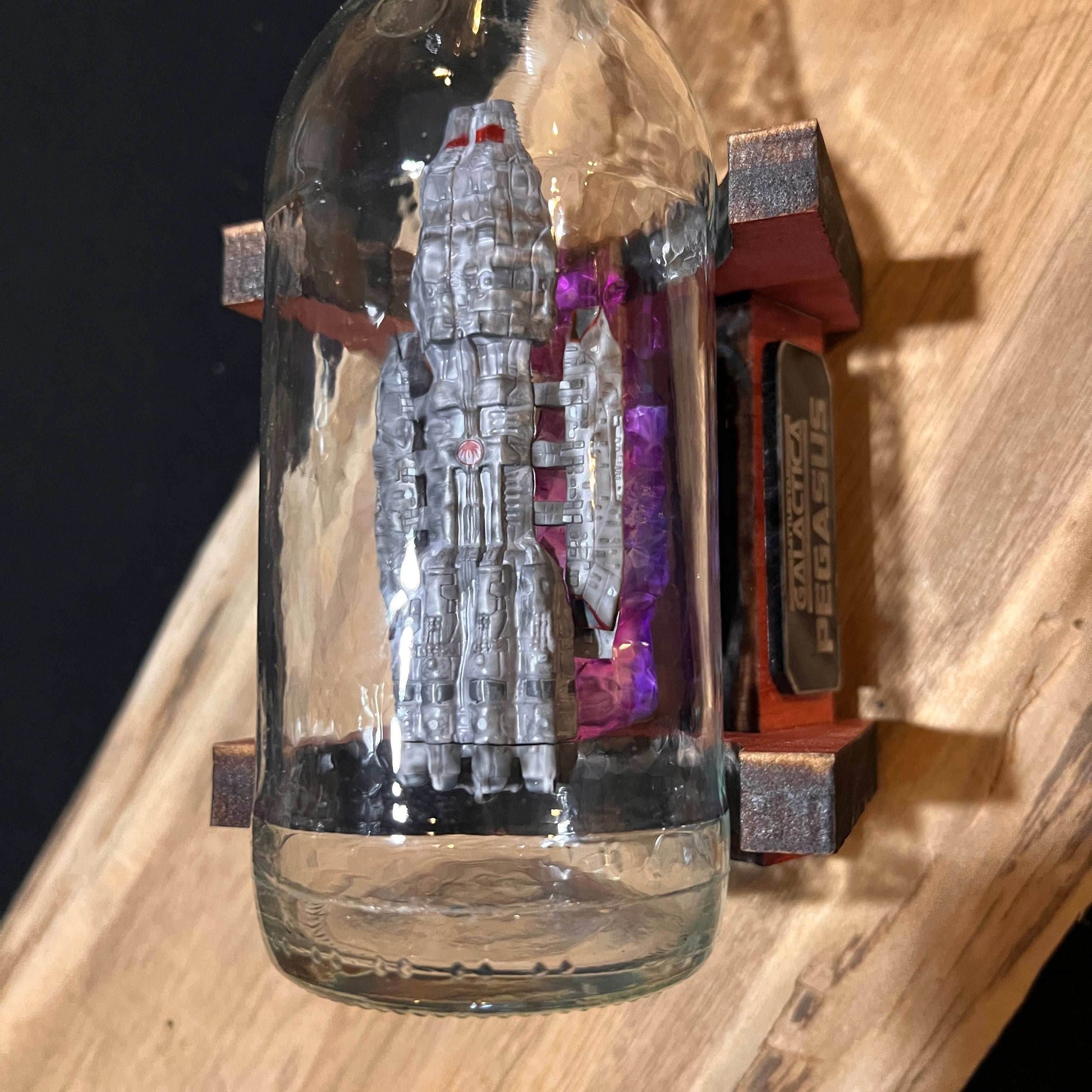 Battlestar Pegasus Starship in a Beer Bottle - 