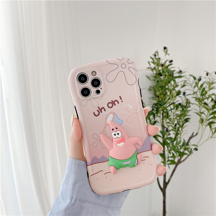 Three-Dimensional Sponge Bob Square Pants For Apple 7/8plus Mobile Phone Cover 12promax Couple Huawei Nova8 Soft Case