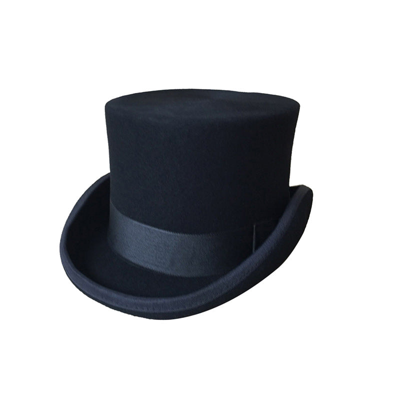 Classic Gentleman Cap Black Hats For Adults Magician Party Hat Stage Performance Hat Retro Fashion Party Hat Formal Tuxedo Unisex Hat With Red Band Fancy Dress Accessory