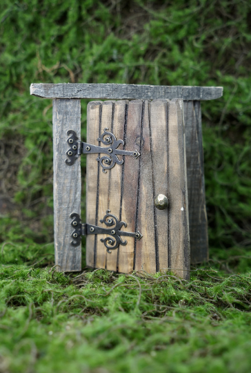 Tiny Fairy Door Medieval Strap Hinge with Bronze Finish - Set of 2