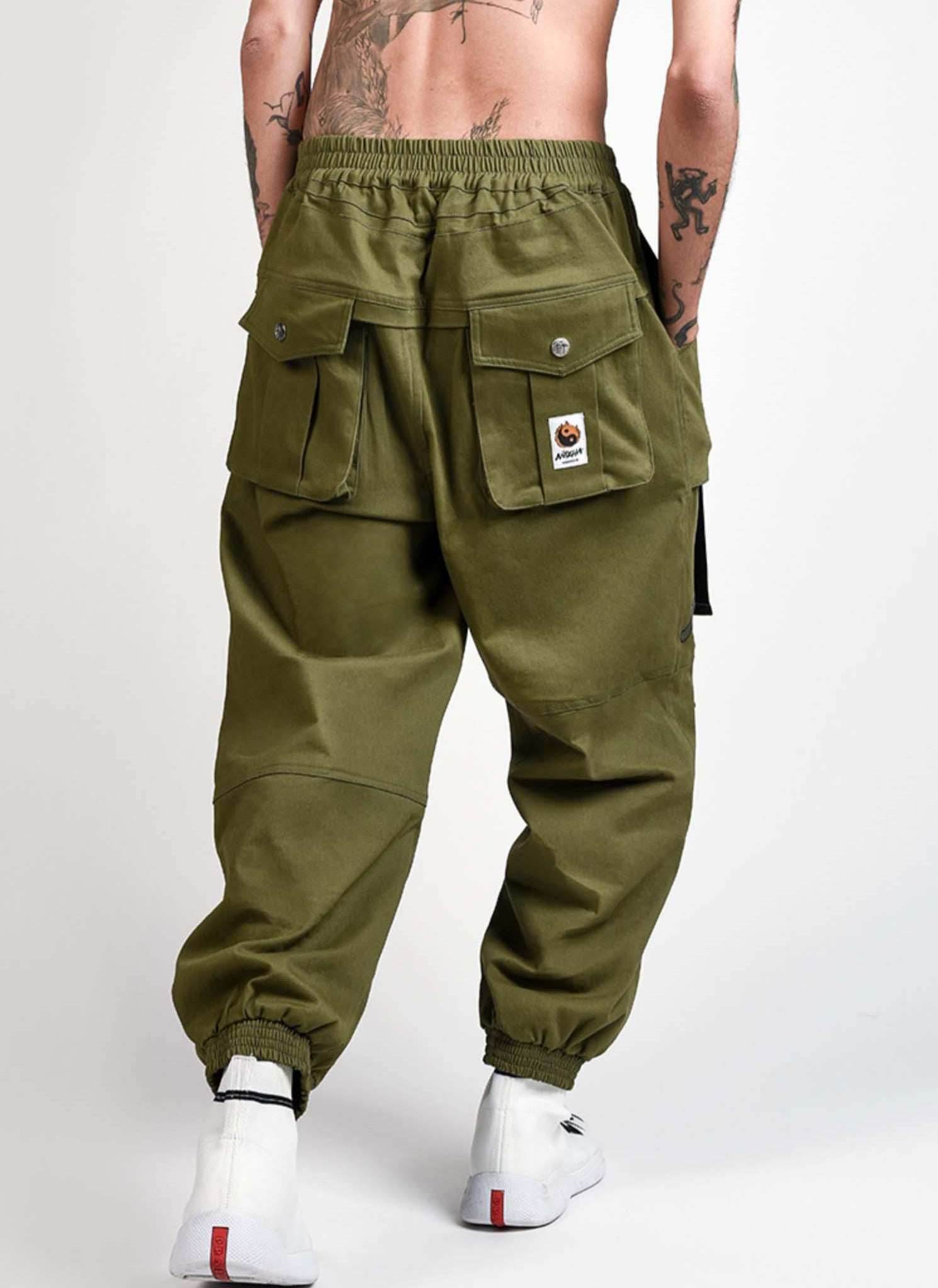 IBP332 Yin Yang Army Green Cargo Pants - Army Green / S