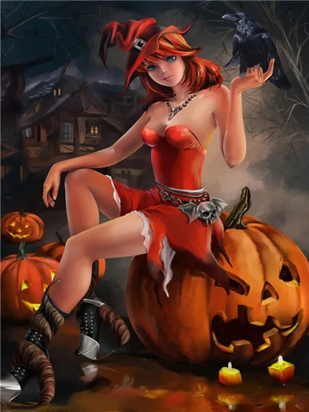 5d diy Diamond Painting  Halloween Witch Cross Stitch Diamond Embroidery