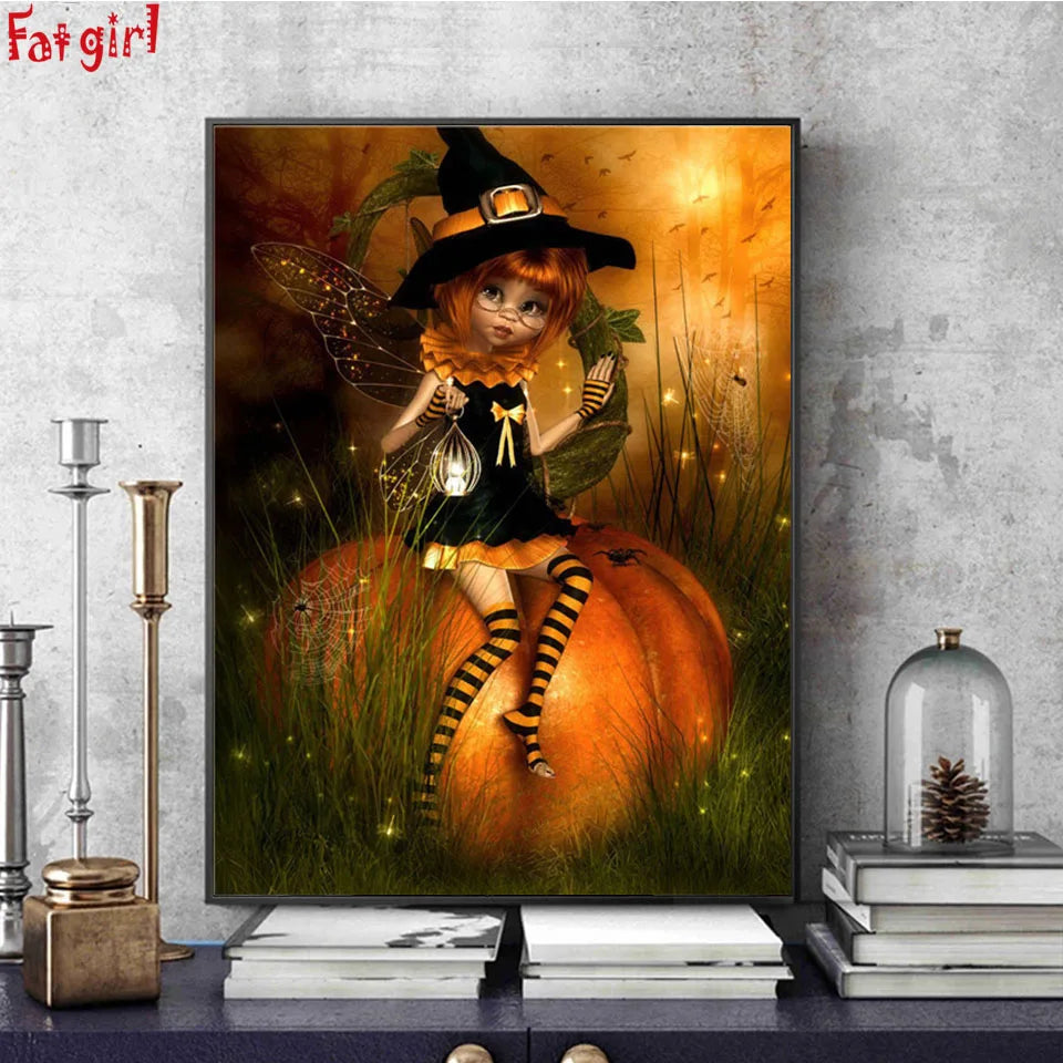 5d diy Diamond Painting  Halloween Witch Cross Stitch Diamond Embroidery